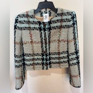 Paule Vasseur Tweed Knit Jacket Women’s Size 38 Blue Black